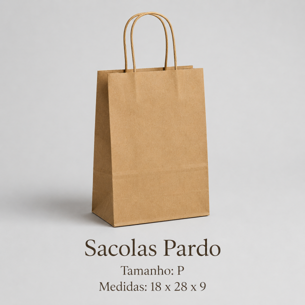 Sacolas de Papel Kraft (Tam. P) – 18 x 28 x 9 cm – imagem 2