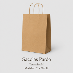 Sacolas de Papel Kraft (Tam. M) – 20 x 30 x 12 cm – imagem 2