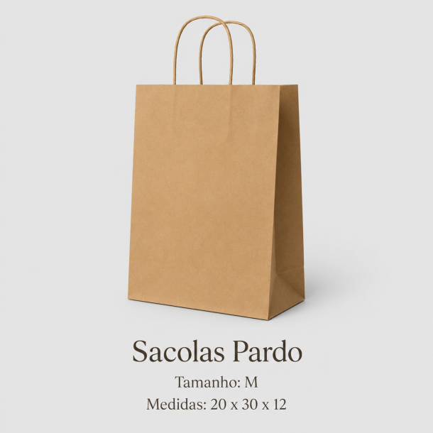 Sacolas de Papel Kraft (Tam. M) – 20 x 30 x 12 cm – imagem 2