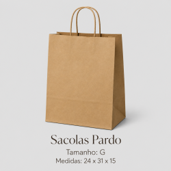 Sacolas de Papel Kraft (Tam. G) – 24 x 31 x 15 cm – imagem 2