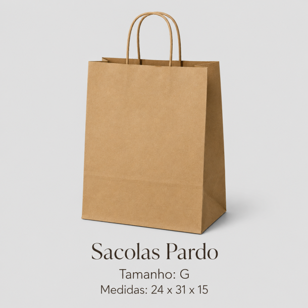 Sacolas de Papel Kraft (Tam. G) – 24 x 31 x 15 cm – imagem 2