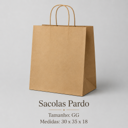 Sacolas de Papel Kraft (Tam. GG) – 30 x 35 x 18 cm – imagem 2