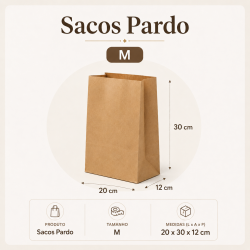 Sacos de Papel Kraft (Tam. M) – 20 x 30 x 12 cm – imagem 2